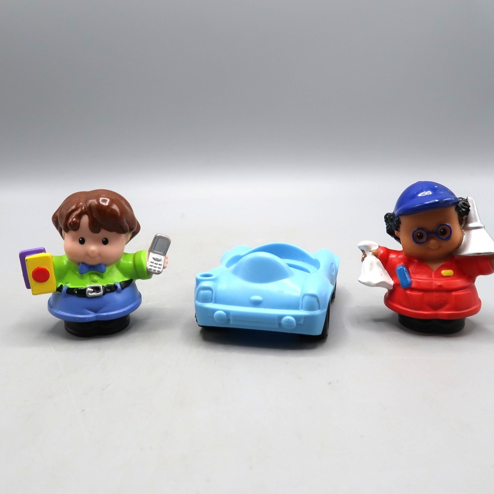 Vintage Little People Figure Michael Car Mechanic Cellphone w car Toy lot
